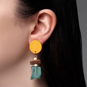 Серьги из дерева «Ваканда» стиль, абстракция, цветные