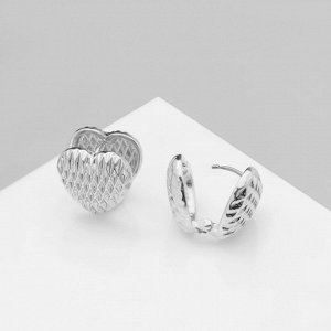 Серьги металл «Аккорд» орнамент, цвет серебро
