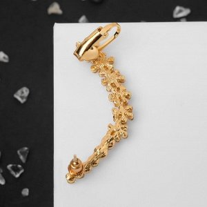 Серьга кафф «Ромашка», цвет белоый/розовый в золоте