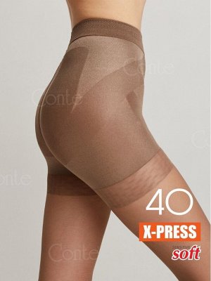 Колготки с уникальной конструкцией торса 7 зон X-Press 40 den равномерно уменьшают проблемные зоны бедер, талии и живота минимум на 1 размер