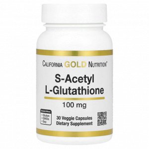California Gold Nutrition, S-ацетил-L-глутатион, 100 мг, 30 растительных капсул