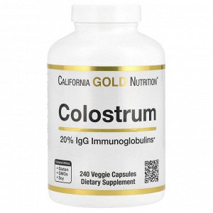 iherb California Gold Nutrition, молозиво с 20% иммуноглобулинов IgG, 240 растительных капсул