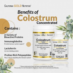 iherb California Gold Nutrition, молозиво с 20% иммуноглобулинов IgG, 240 растительных капсул