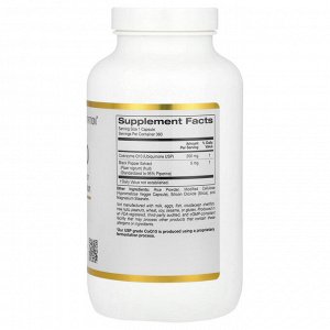 California Gold Nutrition, коэнзим Q10 с экстрактом чёрного перца Bioperine®, 200 мг, 360 растительных капсул
