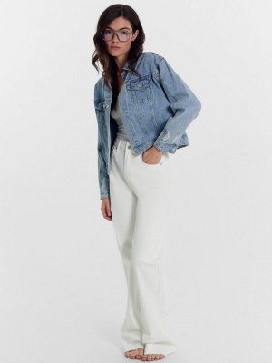 Брюки женские джинсовые wide leg fit молочные