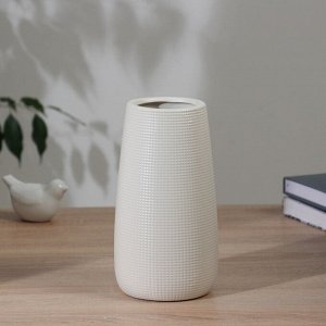 Керамическая ваза для цветов, сухоцветов «Адельмо», настольная, 20.5x9.5 см, белый