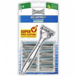 Schick Бритвенный станок + 9 шт сменных кассет Quattro Titanium