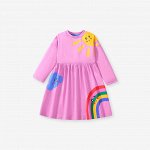 Платье для девочки с длинным рукавом LITTLE MAVEN, розовое с принтом и декором