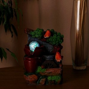 Фонтан настольный «Птички в долине прохлады», каменная стена, 15x15x20 см, с подсветкой