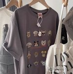 Футболка хлопковая с круглым вырезом и вышитым принтом, серый