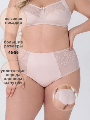 Трусы женские с высокой талией из микрофибры с кружевными и сетчатыми вставками цвет Пион (Edelica)