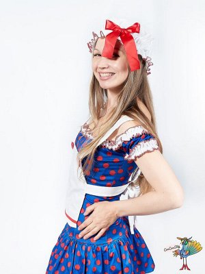 Костюм игривой куколки р-р S-M (платье с забавной пышной юбкой, белый фартук и милый чепчик)