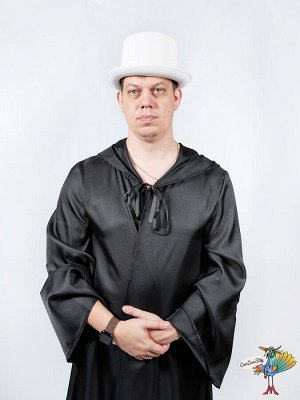 шляпа Цилиндр белая, текстиль, высота 12,5 см, обхват головы 58-59 см