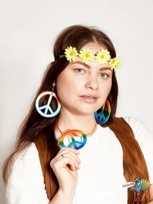 Набор украшений Хиппи радуга, клипсы и кулон, D-7см