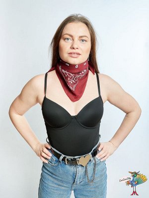 платок-бандана Ковбой, винно-красный, 55х55 см