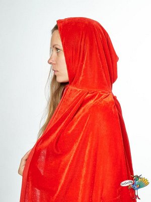 Плащ бархатный красный, длина 110 см, р-р S