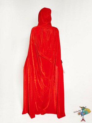 Плащ бархатный красный, длина 150 см, р-р L
