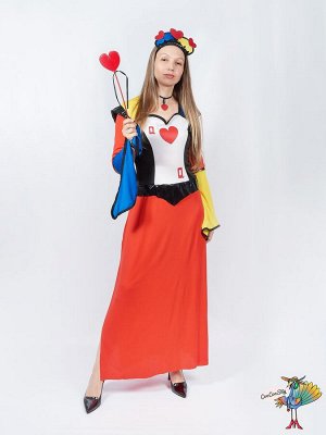 Костюм потрясающей королевы Червей One Size (платье, диадема, колье и палочка)