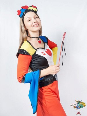 Костюм потрясающей королевы Червей One Size (платье, диадема, колье и палочка)