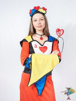Костюм потрясающей королевы Червей One Size (платье, диадема, колье и палочка)