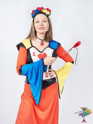 Костюм потрясающей королевы Червей One Size (платье, диадема, колье и палочка)