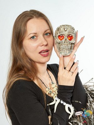 череп Светящийся глаз, эпоксидная смола, 14х12х7 см