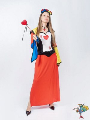 Костюм потрясающей королевы Червей One Size (платье, диадема, колье и палочка)