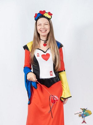 Костюм потрясающей королевы Червей One Size (платье, диадема, колье и палочка)