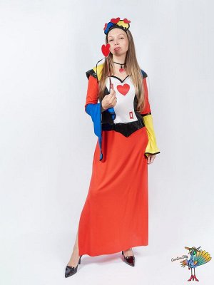 Костюм потрясающей королевы Червей One Size (платье, диадема, колье и палочка)