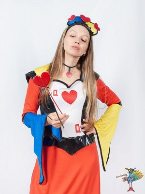 Костюм потрясающей королевы Червей One Size (платье, диадема, колье и палочка)