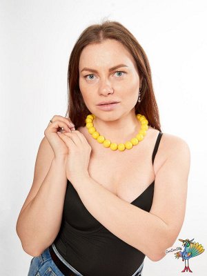 ожерелье-бусы Стиляга желтое, длина 45 см, дисметр бусин 2 см