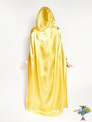 Плащ шелк желтый с капюшоном, длина 150 см, р-р L