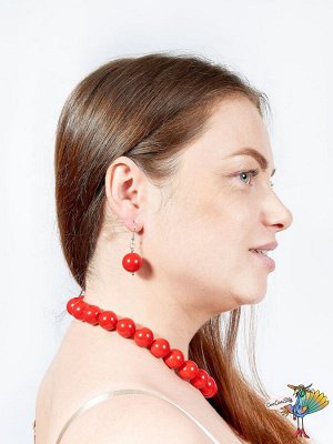 серьги Стиляга красный, диаметр бусин 1,8 см