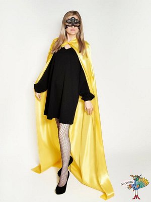 Плащ шелк желтый с капюшоном, длина 170 см, р-р XL