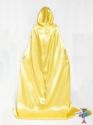 Плащ шелк желтый с капюшоном, длина 170 см, р-р XL