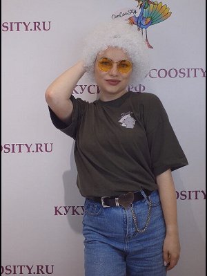 парик Африканка белый, кудри, искусственный волос