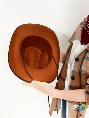 шляпа ковбойская Шериф коричневая, фетр р-р M ог 58-60 см