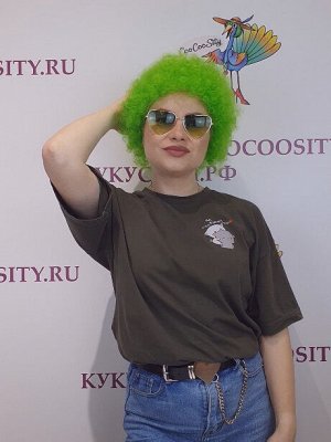 парик Африканка зеленый, кудри, искусственный волос