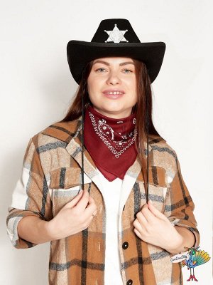 шляпа ковбойская Шериф черная, фетр р-р M ог 58-60 см