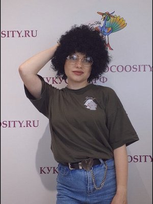 парик Афро кудри черный, искусственный волос