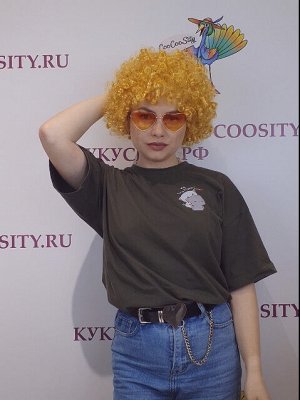 парик Афро кудри, золотой, искусственный волос