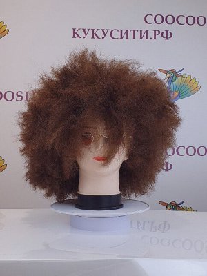 парик Древний человек кудри, коричневый, искусственный волос