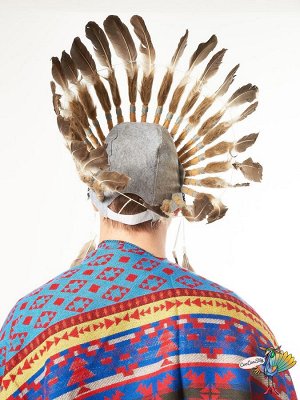 индейский Роуч, серый, 24 пера, объем головы 53-62см
