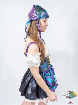 Костюм гадалки р-р S ( платье с пышной юбкой, бандану и ожерелье для спиритических сеансов)