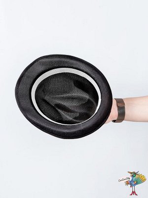 шляпа Стиляга, цвет черный,  высота 11см,объем головы 58-60 см
