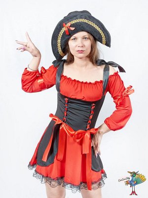 костюм женский Пиратка красное платье One Size (платье)