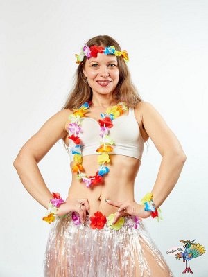 гавайский набор Цветы (два браслета, ожерелье, венок)