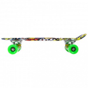 Скейтборд R2206, размер 56х15 см, колеса PU, АBEC 7, алюм. рама, цвет граффити