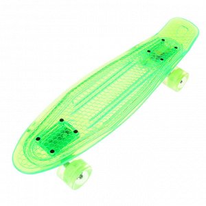 Скейтборд со светящимися колёсами, PU d= 60*45 мм, алюминиевая рама МИКС
