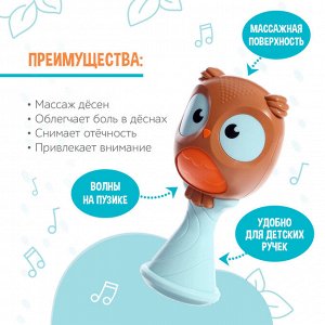 Погремушка детская с прорезывателем для зубов «Совушка», 2 в 1